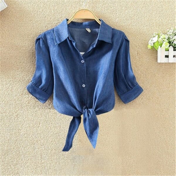 Casual Tops Short Sleeve Solid Top Blouses Blusas Feminin - Image 2