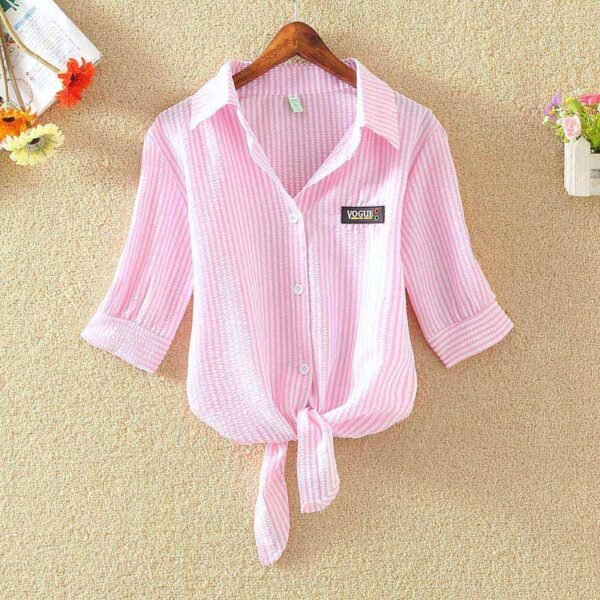 Casual Tops Short Sleeve Solid Top Blouses Blusas Feminin - Image 4