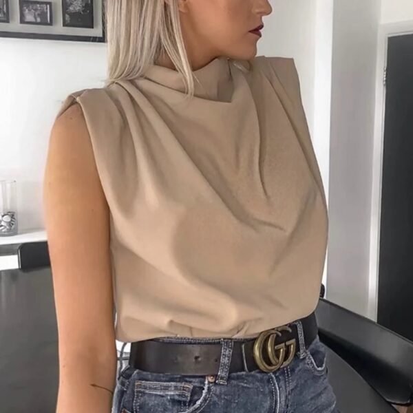 Vintage Women Elegant Stand Collar Soft Shirts 2021 Summer Fashion Ladies - Image 2