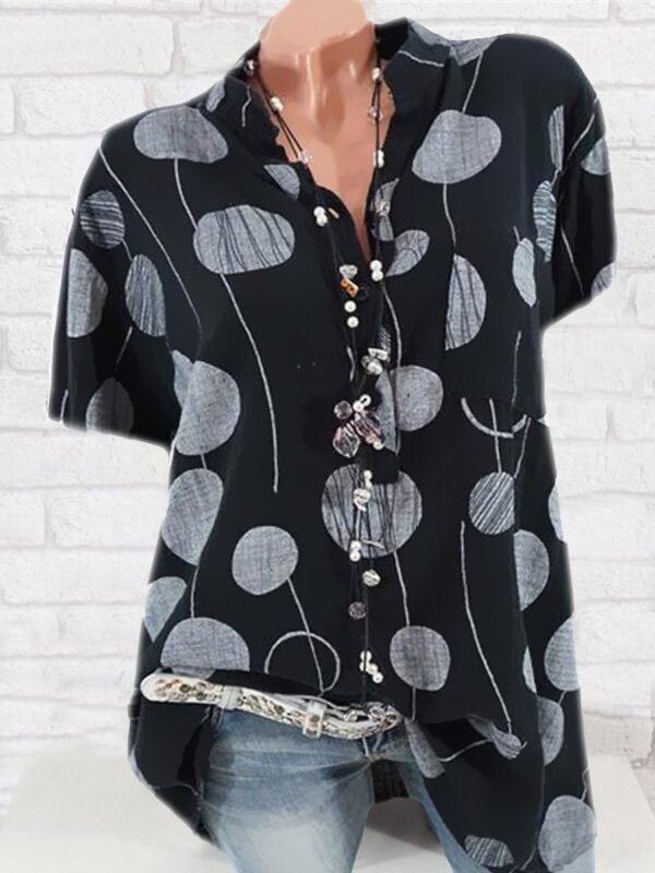 New women blouses large size shirt ladies shirt casual wave point short-sleeved - Image 4