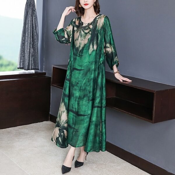 Mulberry Silk Maxi Dress Spring Summer Vintage 4XL Plus Size Dress