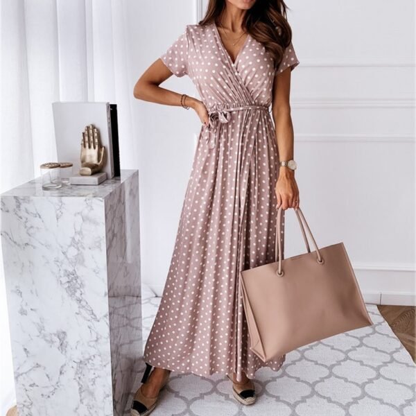 Polka Dot Boho Split Dress Vacation Casual Beach Long Dresses Women Clothing - Image 6