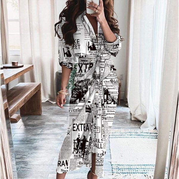 Women Shirt Dress Elegant Button Ruched Bandage Short Sleeve Solid V Neck - Image 6