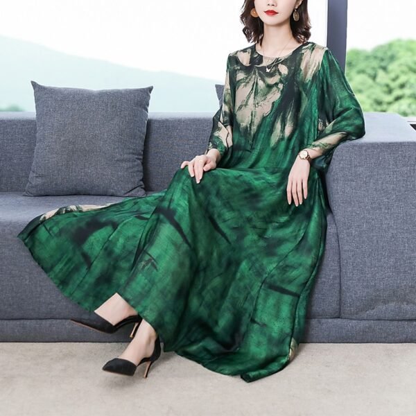 Mulberry Silk Maxi Dress Spring Summer Vintage 4XL Plus Size Dress - Image 2