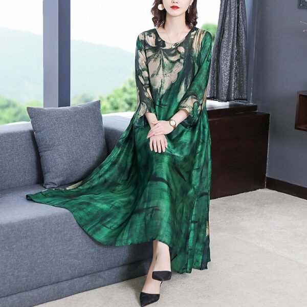 Mulberry Silk Maxi Dress Spring Summer Vintage 4XL Plus Size Dress - Image 3