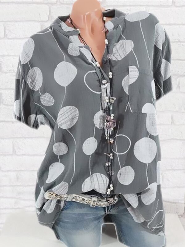 New women blouses large size shirt ladies shirt casual wave point short-sleeved - Image 5