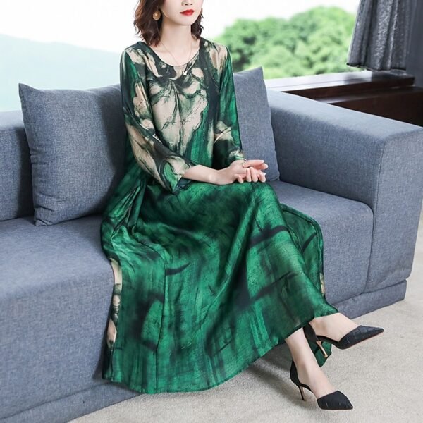 Mulberry Silk Maxi Dress Spring Summer Vintage 4XL Plus Size Dress - Image 4