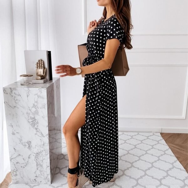 Polka Dot Boho Split Dress Vacation Casual Beach Long Dresses Women Clothing - Image 4