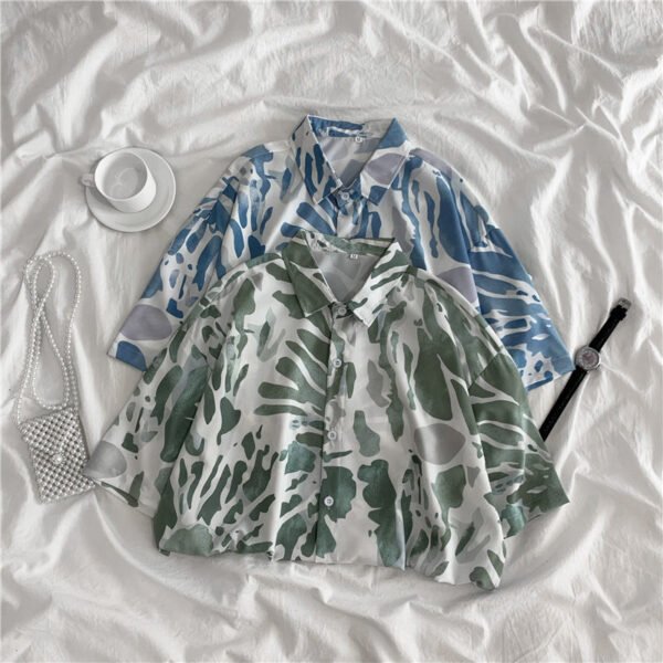 Printed Blouse Short Sleeve Various Color Daily Leisure Soft Simple Comfortable Ulzzang Loose - Image 3