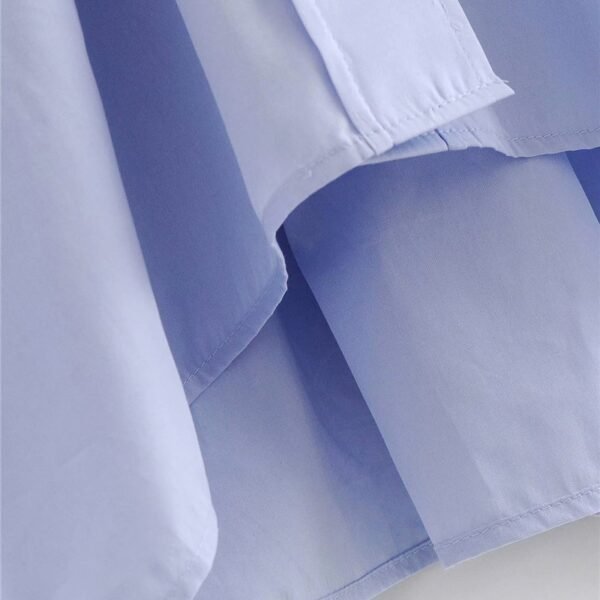 Evfer Za Blue Loose Poplin Shirts Long Sleeve Single Breasted Turn-down Collar Blouse - Image 6