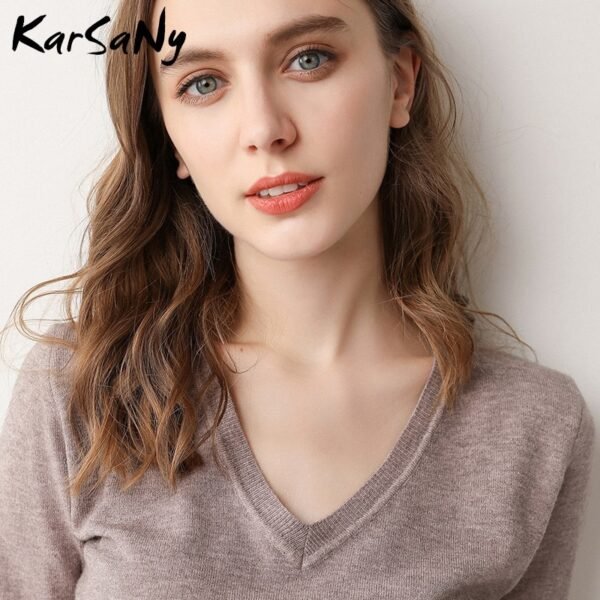 KarSany Half Sleeve Knitted Blouse Women Summer 2021 Ladies V-neck Blouses - Image 5