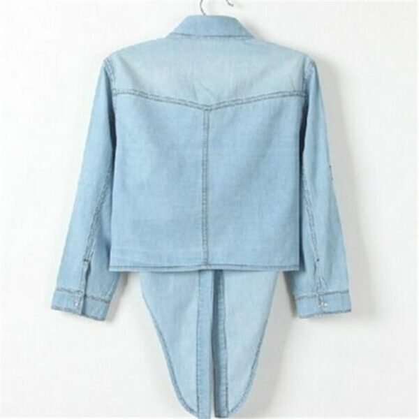 Summer Casual cropped sleeves Shirt women 2020 Denim cotton short Shirts - Image 4