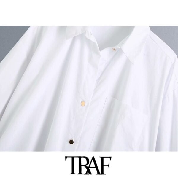 TRAF Women Fashion With Side Buttons Loose Asymmetrical Blouses - Image 3
