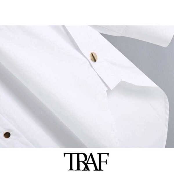 TRAF Women Fashion With Side Buttons Loose Asymmetrical Blouses - Image 5