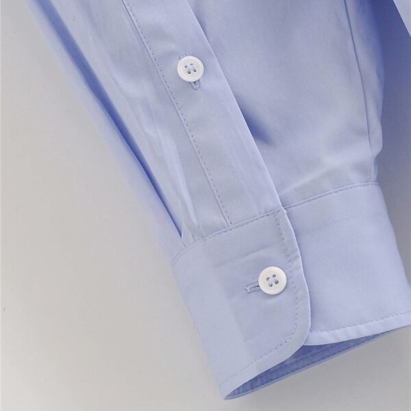 Evfer Za Blue Loose Poplin Shirts Long Sleeve Single Breasted Turn-down Collar Blouse - Image 5