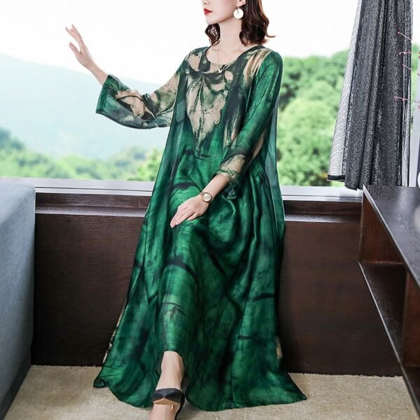 Mulberry Silk Maxi Dress Spring Summer Vintage 4XL Plus Size Dress - Image 5