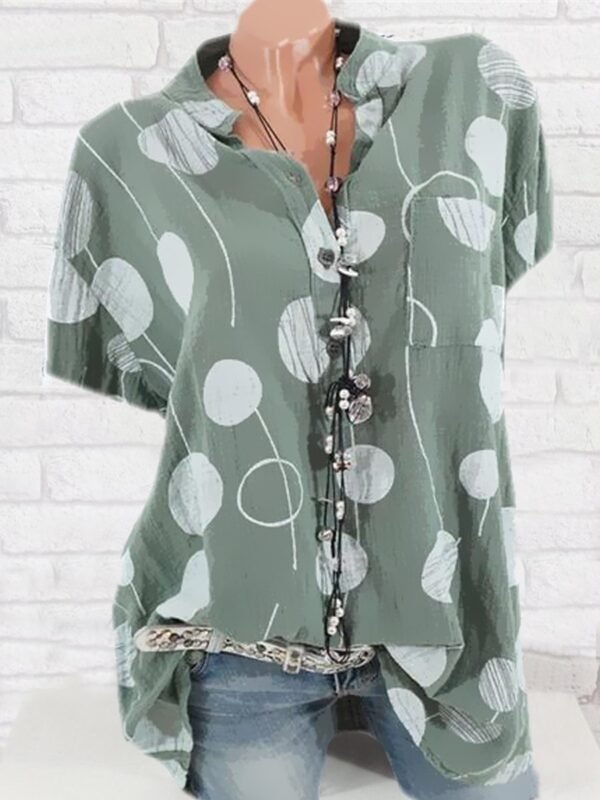 New women blouses large size shirt ladies shirt casual wave point short-sleeved - Image 2