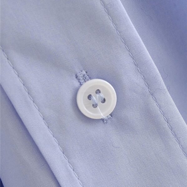 Evfer Za Blue Loose Poplin Shirts Long Sleeve Single Breasted Turn-down Collar Blouse - Image 4