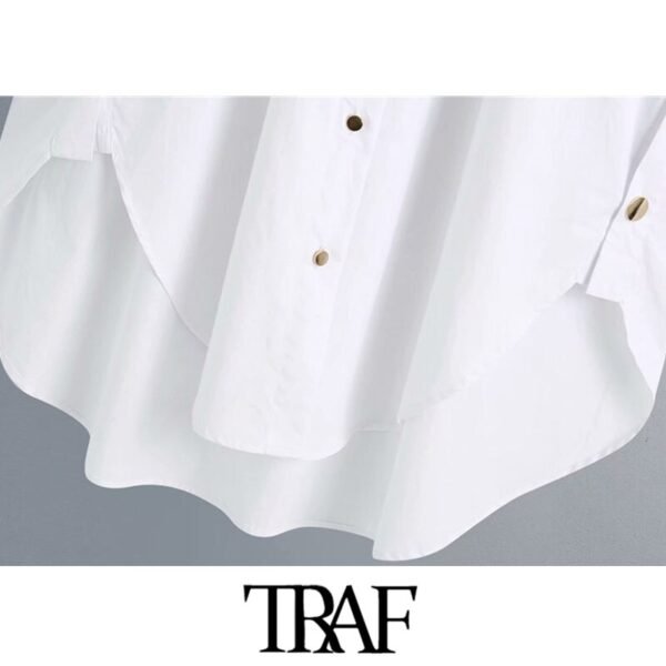 TRAF Women Fashion With Side Buttons Loose Asymmetrical Blouses - Image 6