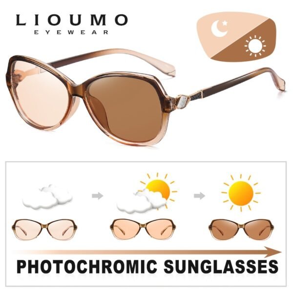 LIOUMO Classic Diamond Photochormic Oval Eyewear Sunglasses - Image 2