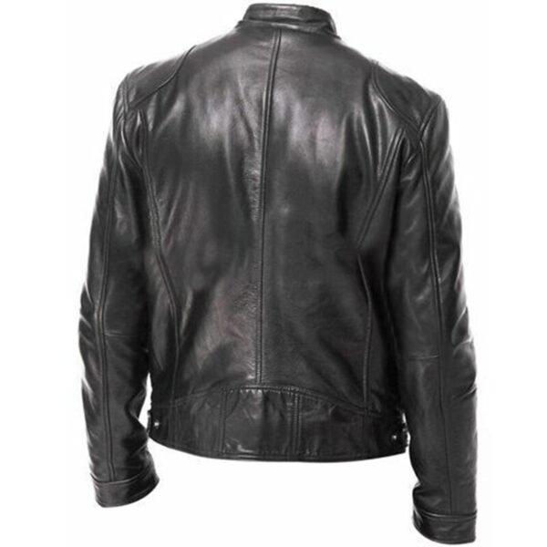 New Men's Casual Jacket Autumn And Winter Stand Collar Slim PU Leather Jacket - Image 6