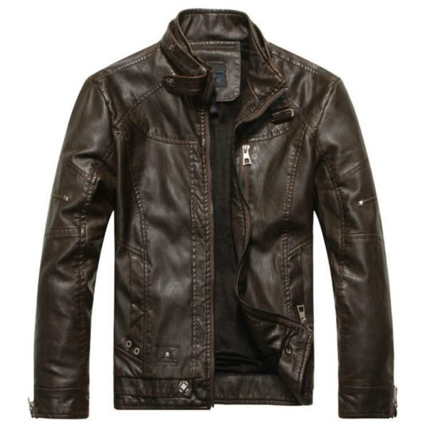New Men's Leather Jackets Autumn Casual Motorcycle Outwear Leather Jacket - Image 3