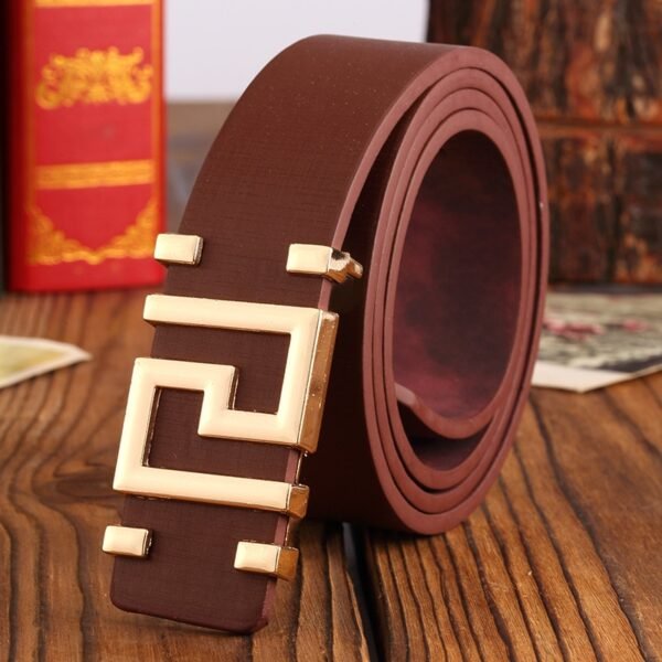 New High-Quality Smooth Buckle Metal Button Pattern Men's Women Fashion Belts - Image 3
