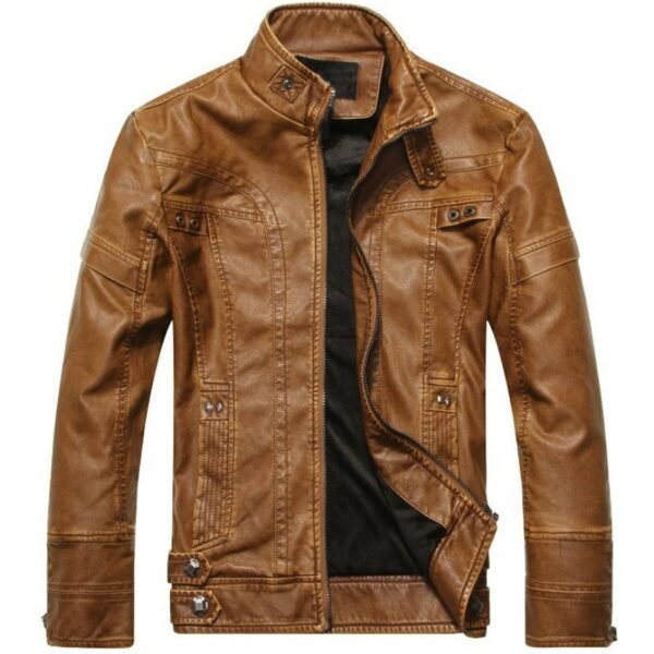 New Men's Leather Jackets Autumn Casual Motorcycle Outwear Leather Jacket - Image 2