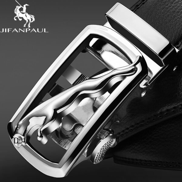 New Jaguar Men's Genuine Leather Decorative Alloy Automatic Buckle Belts - Image 3