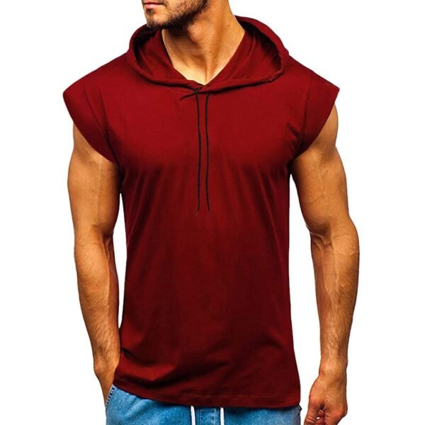 Top Sleeveless Drawstring Casual Black White Vests Slim Fit Hoodies - Image 6