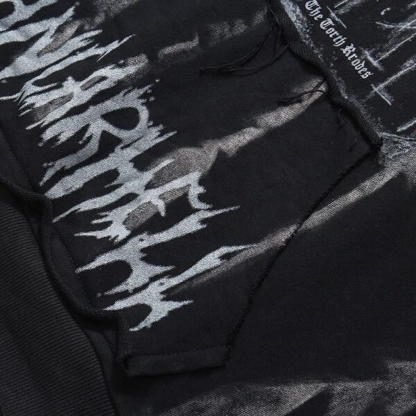 Gothic Horror Skull Print Hoodie Punk Chain High Street Baggy Hooded - Image 5