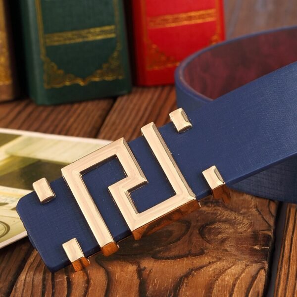 New High-Quality Smooth Buckle Metal Button Pattern Men's Women Fashion Belts - Image 4