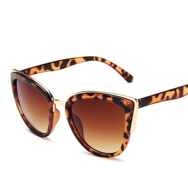 Leopard Ladies Cat Eye Sunglasses Vintage Oversized For Female - Image 3