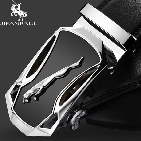 New Jaguar Men's Genuine Leather Decorative Alloy Automatic Buckle Belts - Image 5
