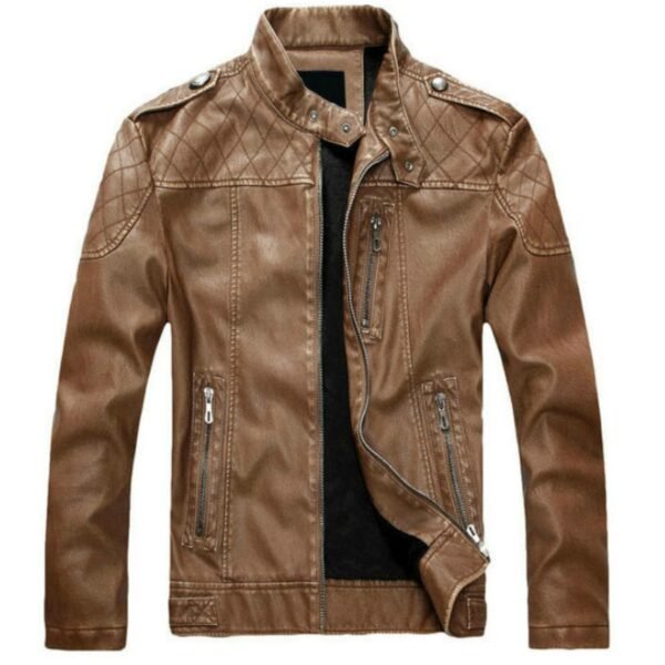 New Men's Leather Jackets Autumn Casual Motorcycle Outwear Leather Jacket - Image 5