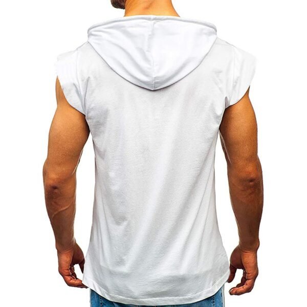 Top Sleeveless Drawstring Casual Black White Vests Slim Fit Hoodies - Image 4