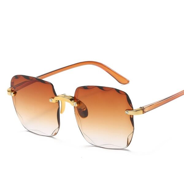Rimless Square Sunglasses Women Luxury Brand Designer Summer Red Glasses - Image 6