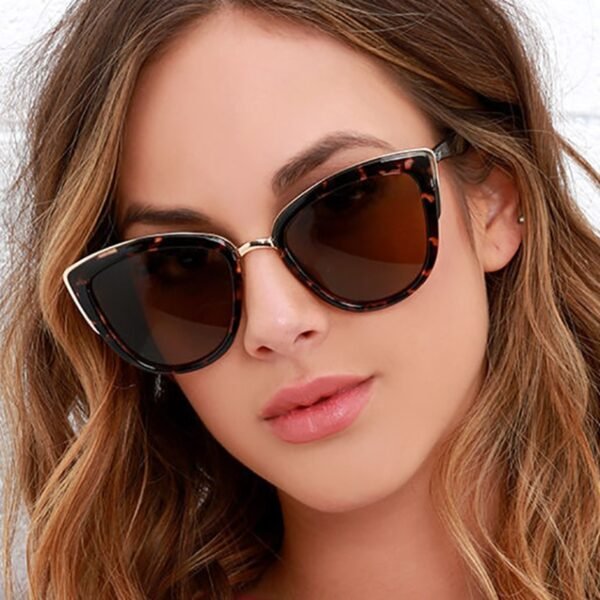 Leopard Ladies Cat Eye Sunglasses Vintage Oversized For Female