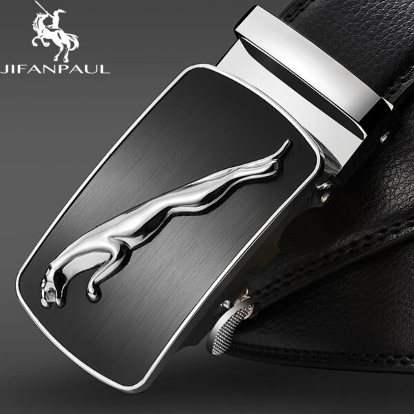 New Jaguar Men's Genuine Leather Decorative Alloy Automatic Buckle Belts - Image 2