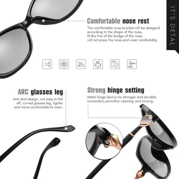 LIOUMO Classic Diamond Photochormic Oval Eyewear Sunglasses - Image 5
