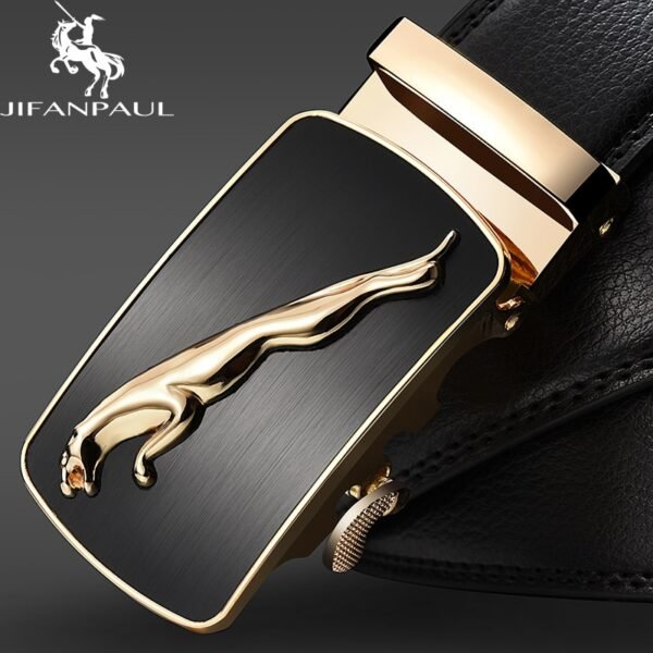 New Jaguar Men's Genuine Leather Decorative Alloy Automatic Buckle Belts