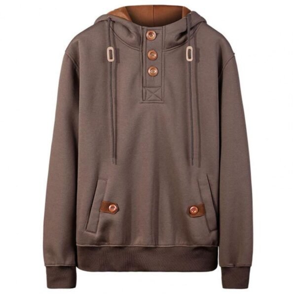 Men's Loose Warm Long Sleeve Autumn Winter Hooded Button Sport Sweatshirt
