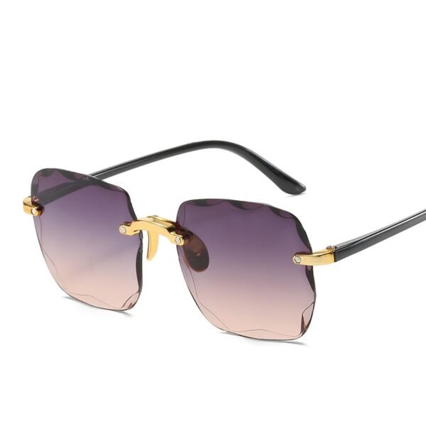 Rimless Square Sunglasses Women Luxury Brand Designer Summer Red Glasses - Image 2