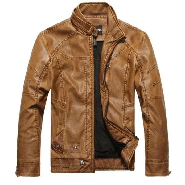 New Men's Leather Jackets Autumn Casual Motorcycle Outwear Leather Jacket - Image 6