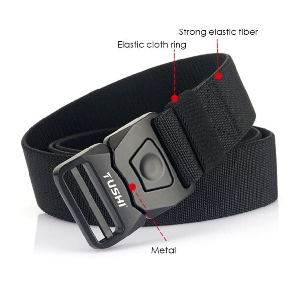 Hiking Elastic Men's Stretching Tactical Pluggable Buckle Belt Zinc Alloy - Image 5