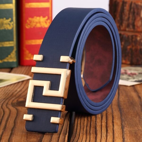 New High-Quality Smooth Buckle Metal Button Pattern Men's Women Fashion Belts