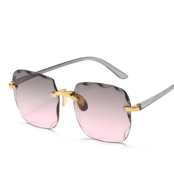 Rimless Square Sunglasses Women Luxury Brand Designer Summer Red Glasses - Image 4