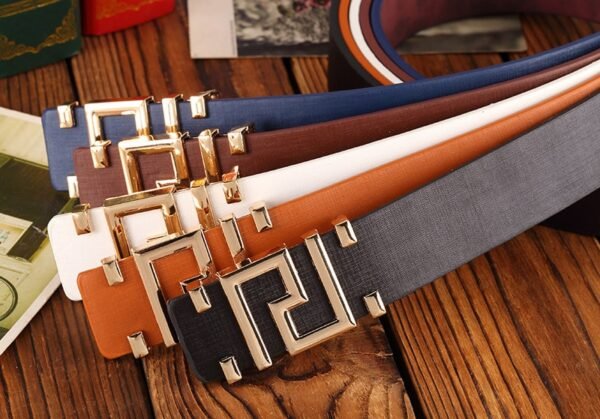 New High-Quality Smooth Buckle Metal Button Pattern Men's Women Fashion Belts - Image 6