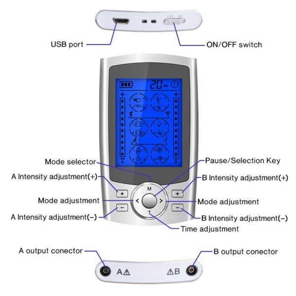 24 Modes Electric EMS Muscle stimulation TENS Unit Electronic Machine Body Massager - Image 9