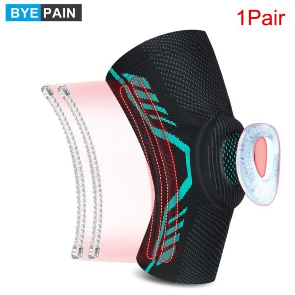 Knee Brace with Patella Gel Pads and Side Stabilizers Arthritis Injury Recovery 2Pcs=1Pair